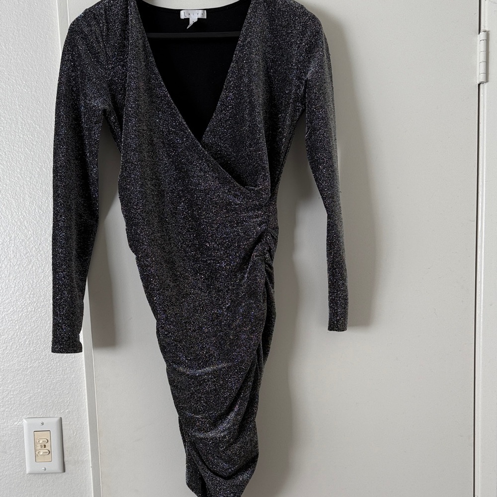 Leith Black Sparkle Midi Dress